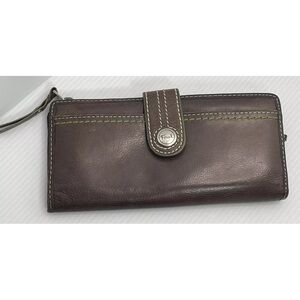 Fossil Brown Leather Wallet with Green Accents